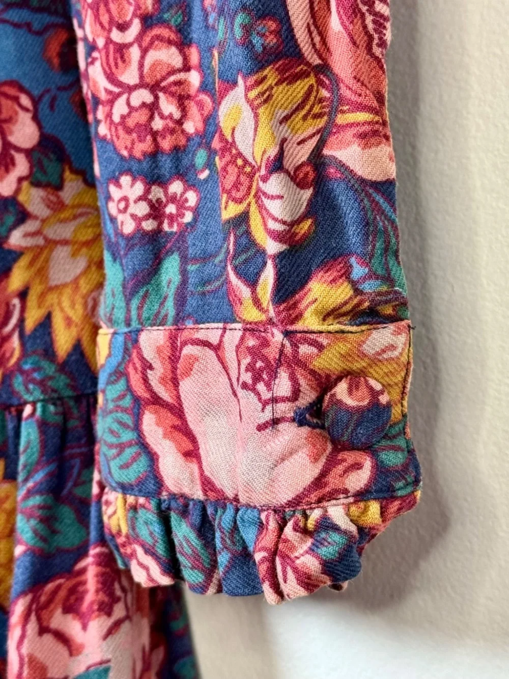 Vintage 80s Laura Ashley Navy Floral Maxi Dress Made in USA Sz L (12-14) - Picture 12 of 12